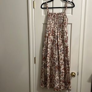 Floral Smock Top Midi Dress with Pockets